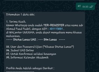 Registrasikan Nomor WA Anda di WA Center Kampus