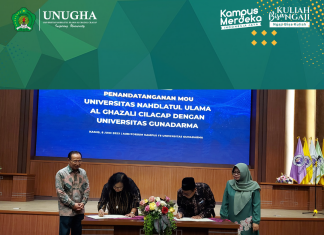 Penandatanganan kerjasama antara Universitas Nahdlatul Ulama Al Ghazali Cilacap dengan Universitas Gunadarma MOU dengan Universitas Gunadarma