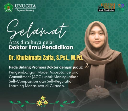 Selamat atas diraihnya gelar Doktor, Dr. Khulaimata Zalfa, S.Psi., M.Pd Selamat atas diraihnya gelar Doktor, Dr. Khulaimata Zalfa, S.Psi., M.Pd